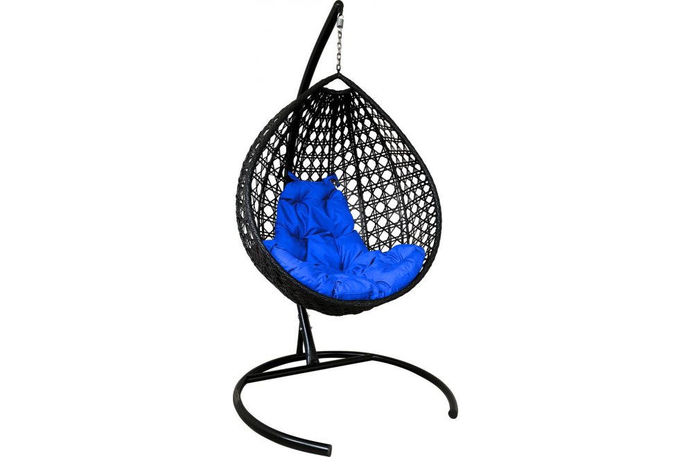Подвесное кресло Капля Люкс коричневое / синяя подушка