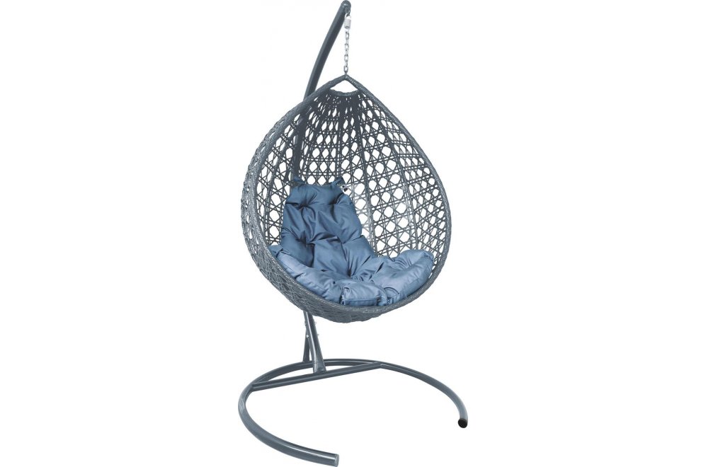 Подвесное кресло Капля Люкс серое / серая подушка