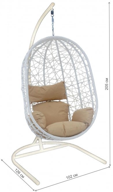 Подвесное кресло Кокон XL белое / бежевое