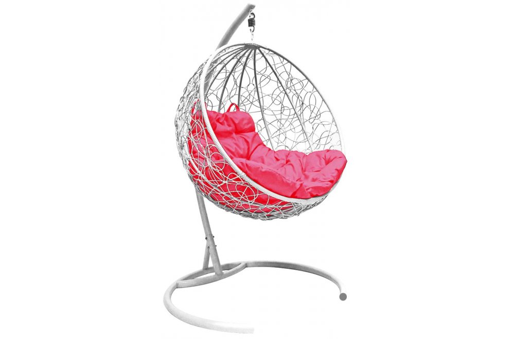 Подвесное кресло Круг белое / розовая подушка