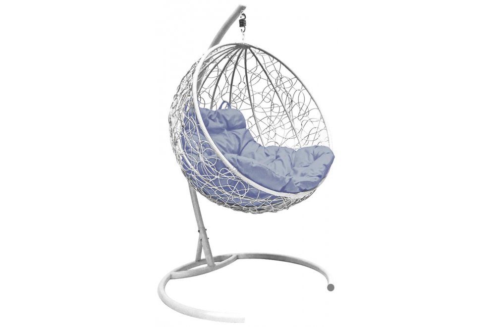 Подвесное кресло Круг белое / серая подушка
