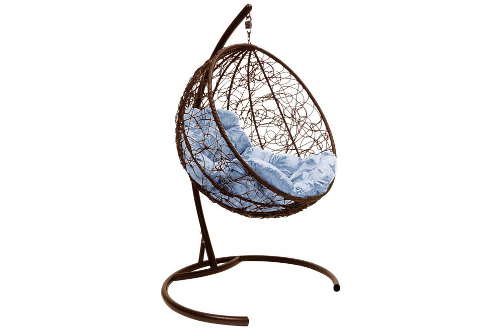 Подвесное кресло Круг коричневое / серая подушка