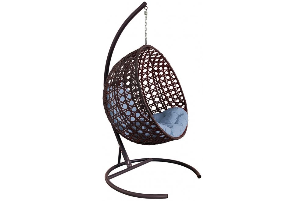 Подвесное кресло Круг Люкс коричневое / серая подушка