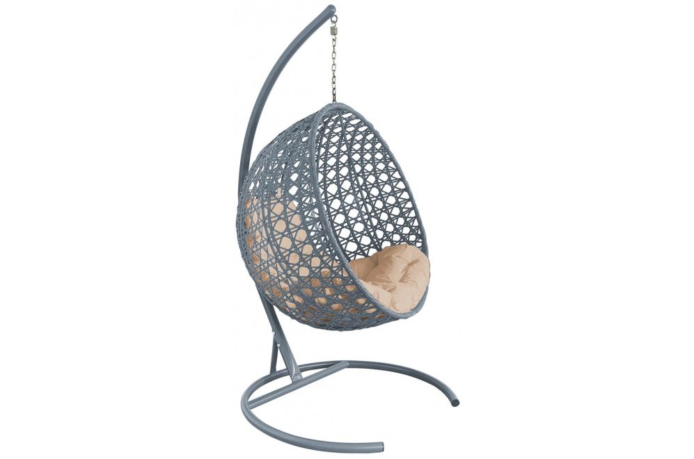 Подвесное кресло Круг Люкс серое / бежевая подушка