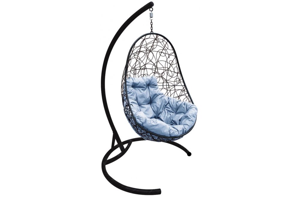 Подвесное кресло Овал чёрное / серая подушка