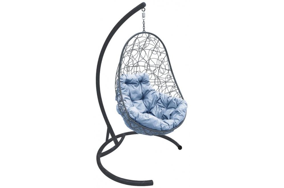Подвесное кресло Овал серое / серая подушка