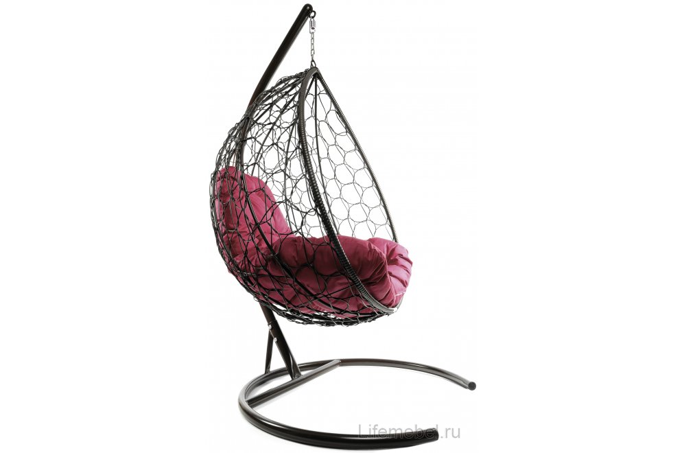 Подвесное кресло XL коричневый / бордовая подушка