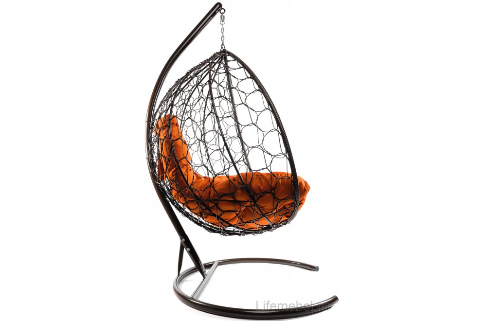 Подвесное кресло XL коричневый / оранжевая подушка