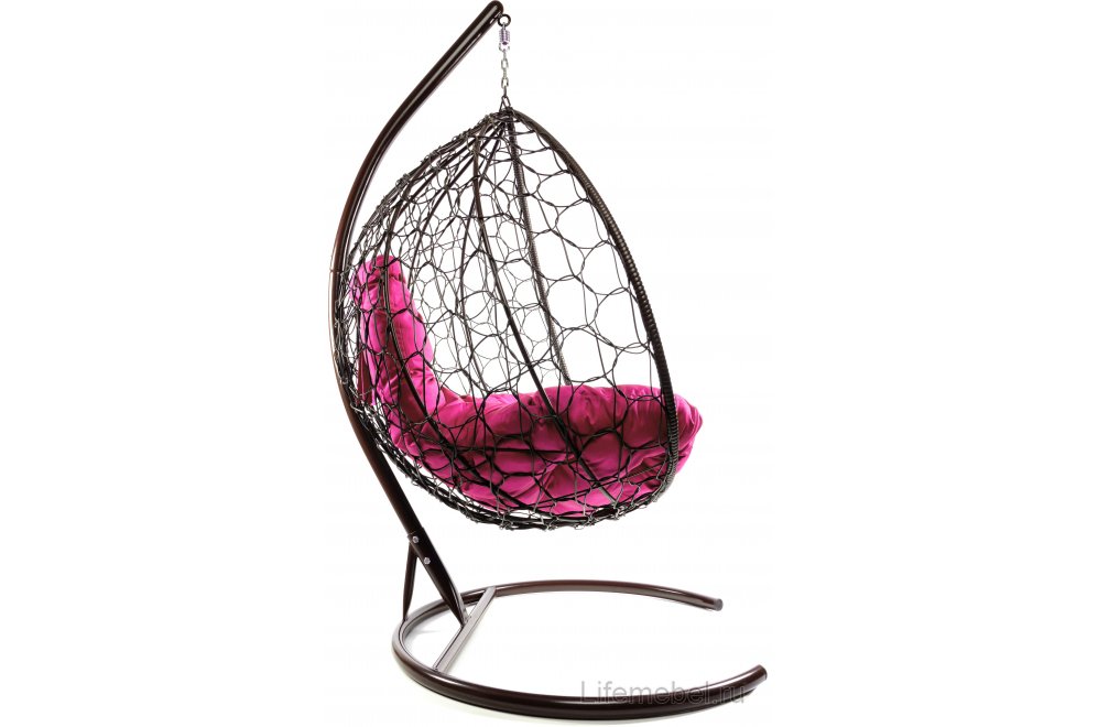 Подвесное кресло XL коричневый / розовая подушка