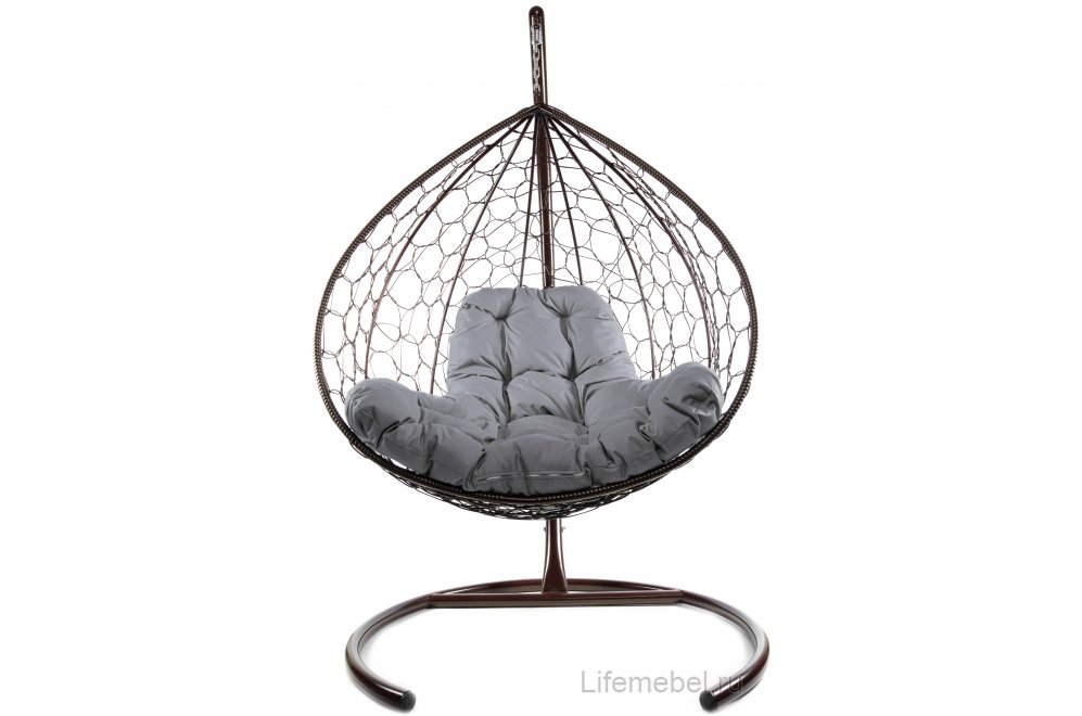 Подвесное кресло XL коричневый / серая подушка