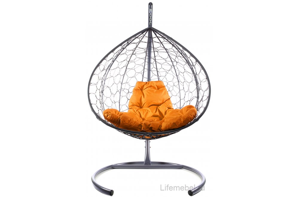 Подвесное кресло XL серый / оранжевая подушка