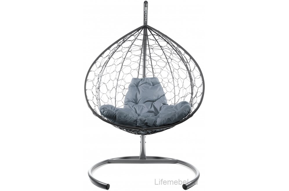 Подвесное кресло XL серый / серая подушка