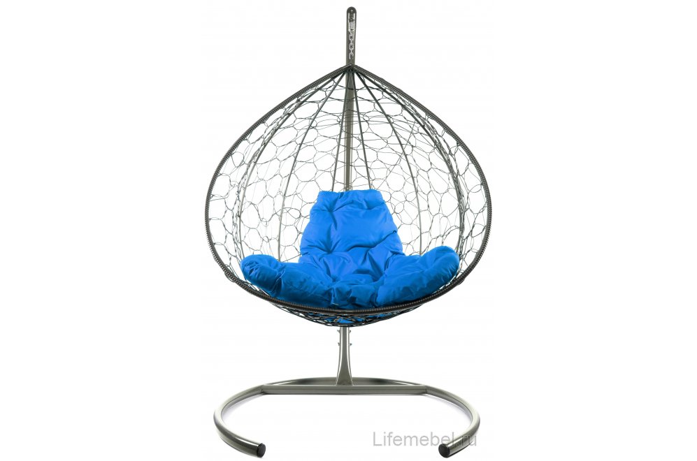 Подвесное кресло XL серый / синяя подушка