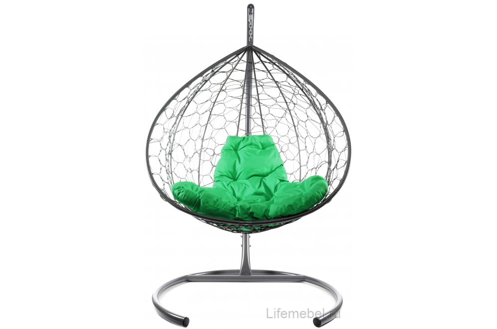 Подвесное кресло XL серый / зелёная подушка