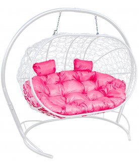 Подвесной диван Лежебока белый / розовый