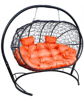Подвесной диван Лежебока черный / оранжевый