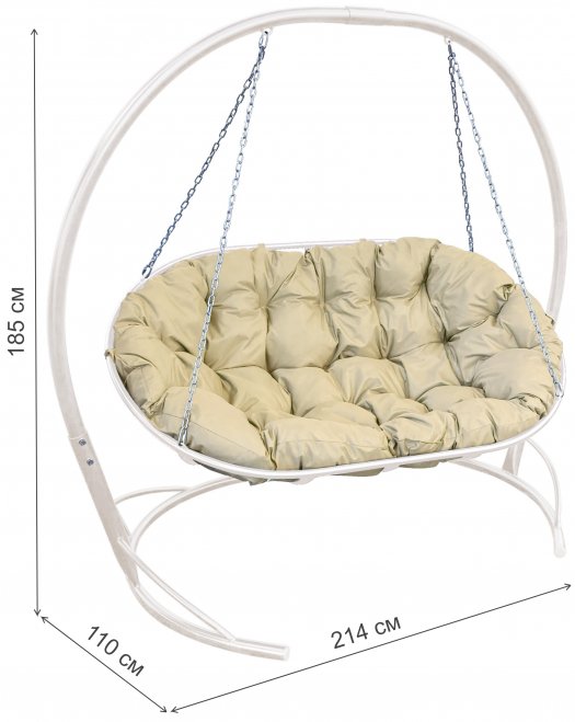 Подвесной диван Мамасан белый / бежевая подушка