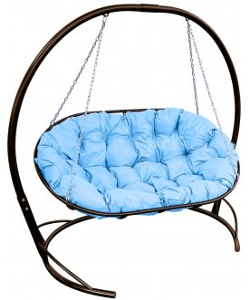 Подвесной диван Мамасан коричневый / голубой
