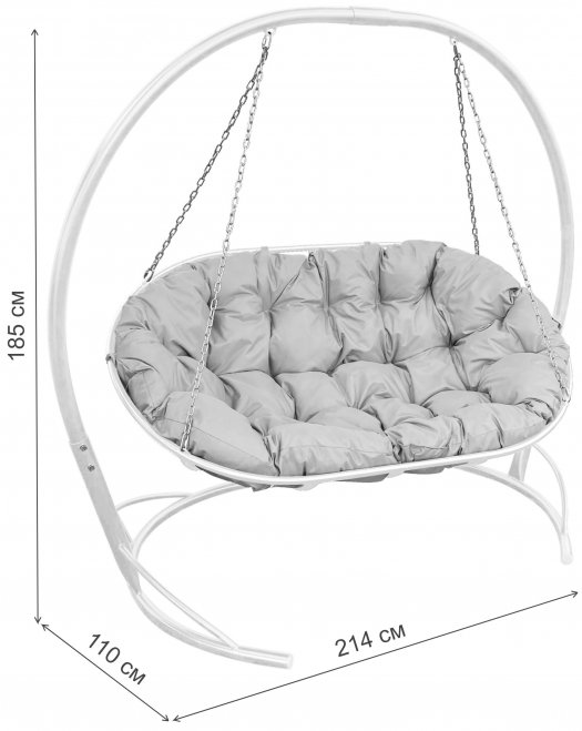 Подвесной диван Мамасан серый / серая подушка