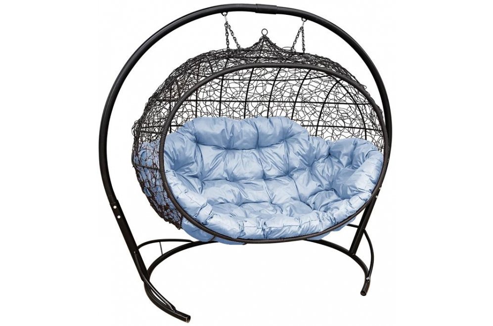 Подвесной диван Улей чёрный / серая подушка