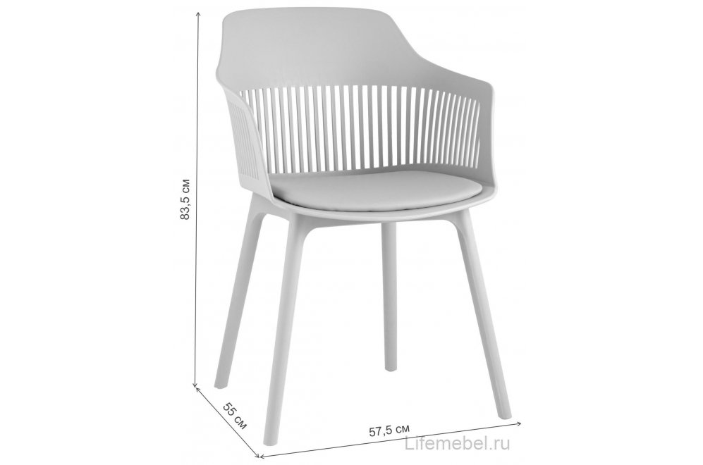 Пластиковый стул Донателло с подушкой серо-зеленый