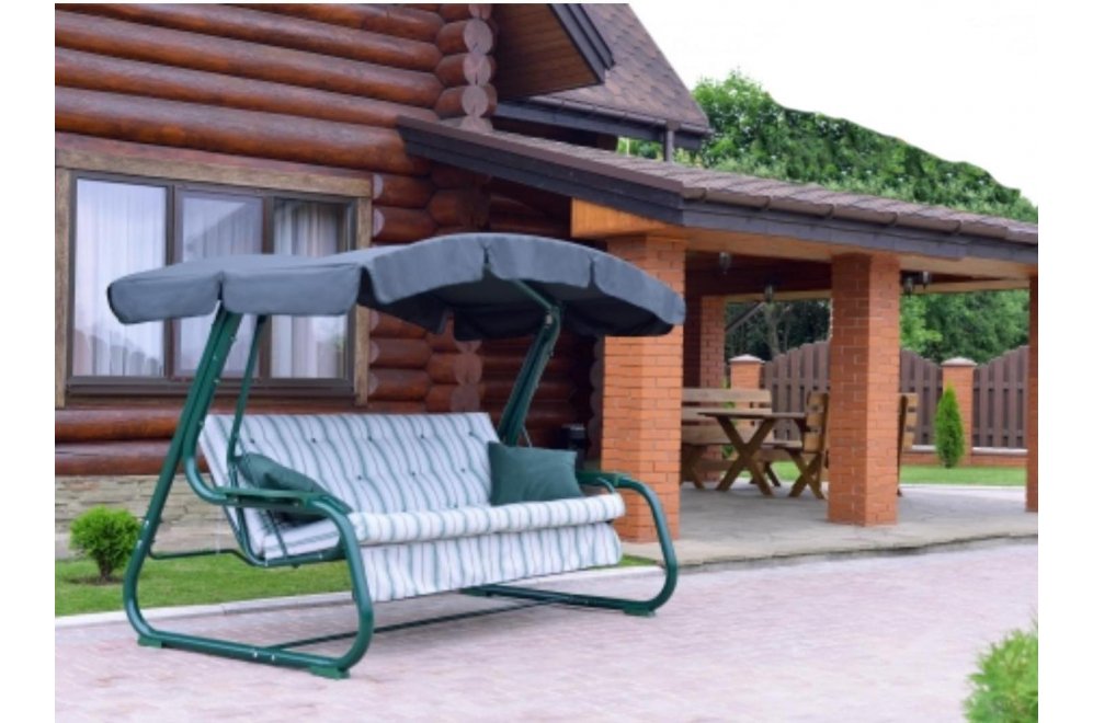 Качели садовые Мастак-2 с912 зеленый / белый / полоска