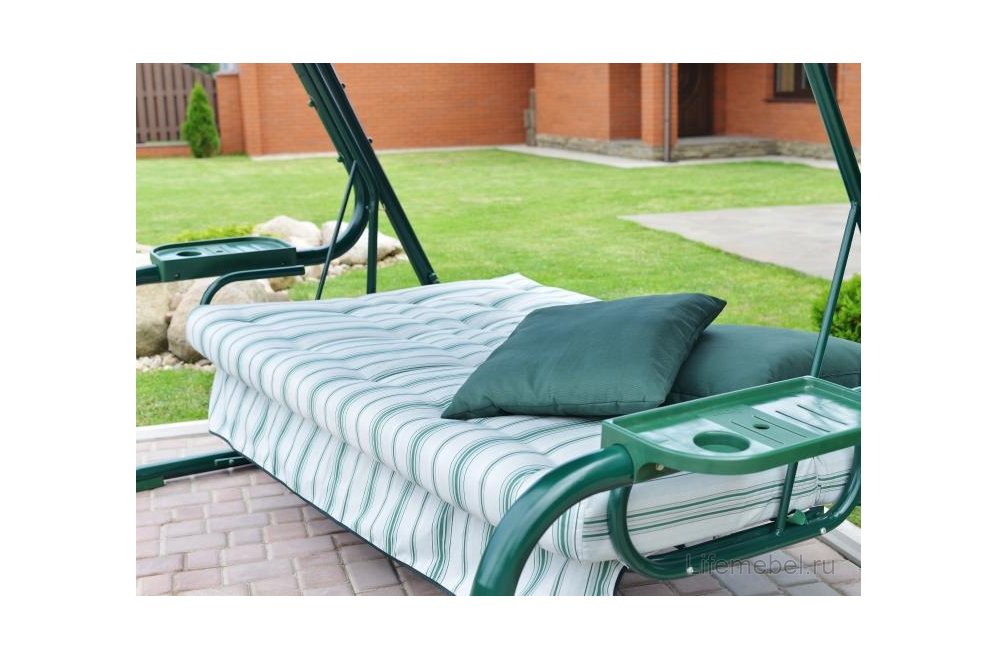Качели садовые Мастак-2 с912 зеленый / белый / полоска