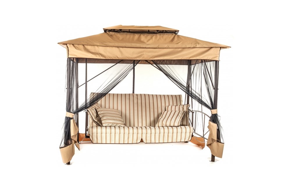 Качели садовые Шатер с943 коричневый / полоска