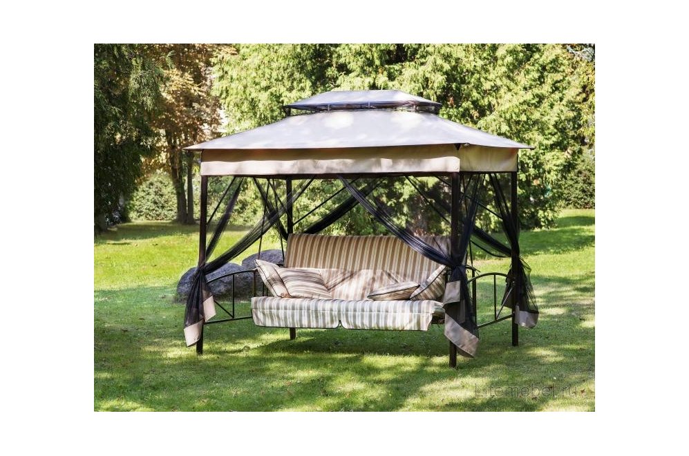 Качели садовые Шатер с943 коричневый / полоска