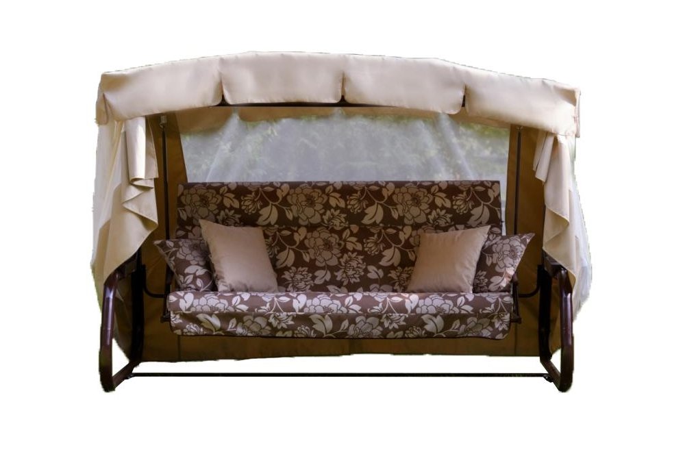 Садовые качели Александрия коричневые / бежевые