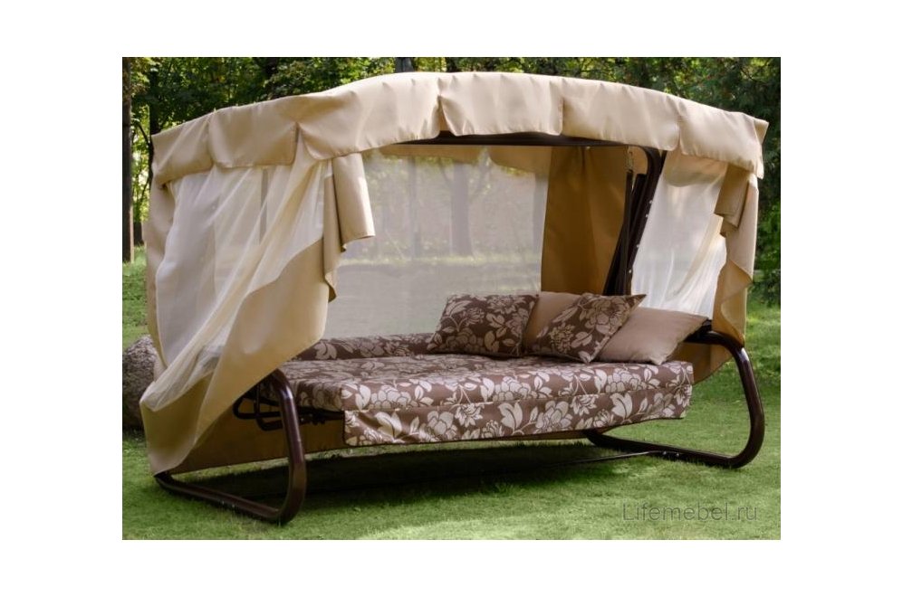 Садовые качели Александрия коричневые / бежевые