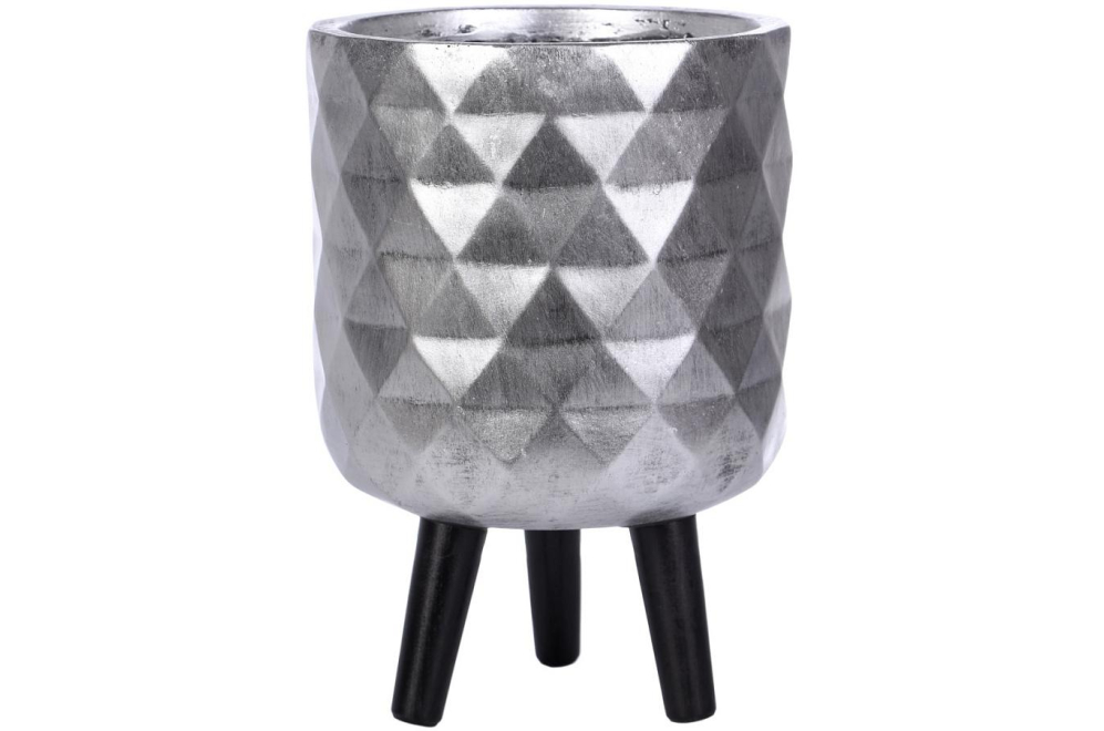 Кашпо Даймонд DMND-RND-24-SLV D24 H35 cm серебристое