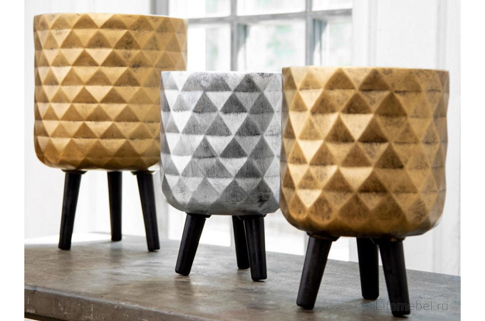 Кашпо Даймонд DMND-RND-30-GLD D30.5 H46 cm золотистое