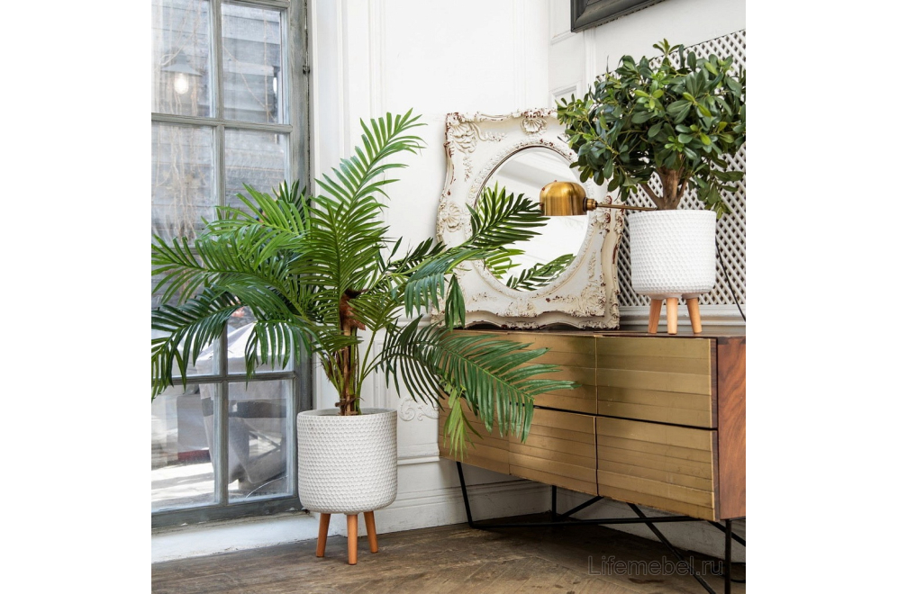 Кашпо Ханни Круглое HON-CLNDR-AW-31 D31 H47 cm белое