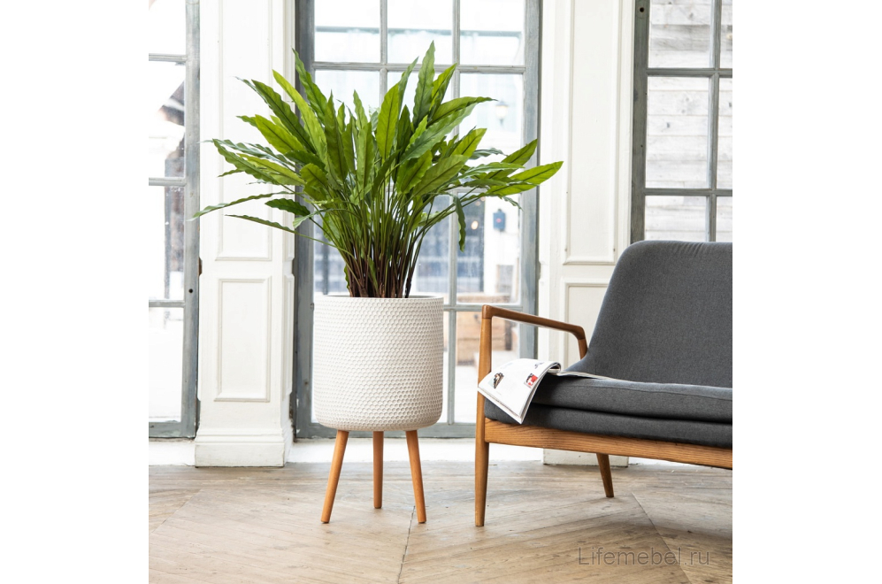 Кашпо Ханни Круглое HON-CLNDR-AW-37 D37 H65 cm белое