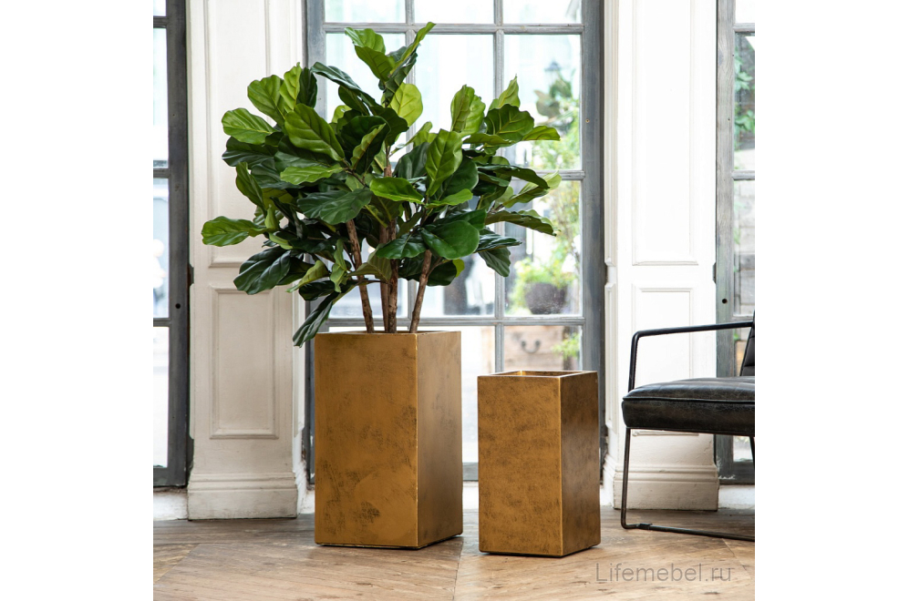 Кашпо Крисмас Высокое TSXMAS-GLD-29 W29 L29 H55 cm золотистое