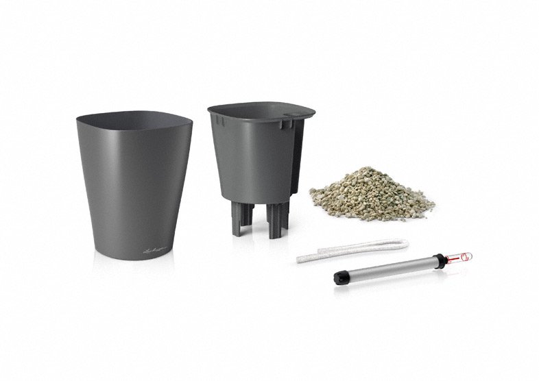 Кашпо Lechuza 14903 DELTINI Антрацитовый металлик