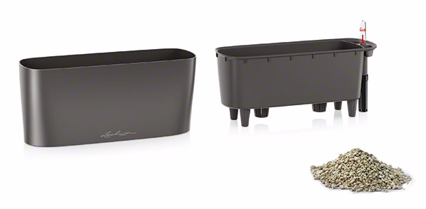 Кашпо Lechuza 15466 DELTA 10 серо-коричневый блестящий