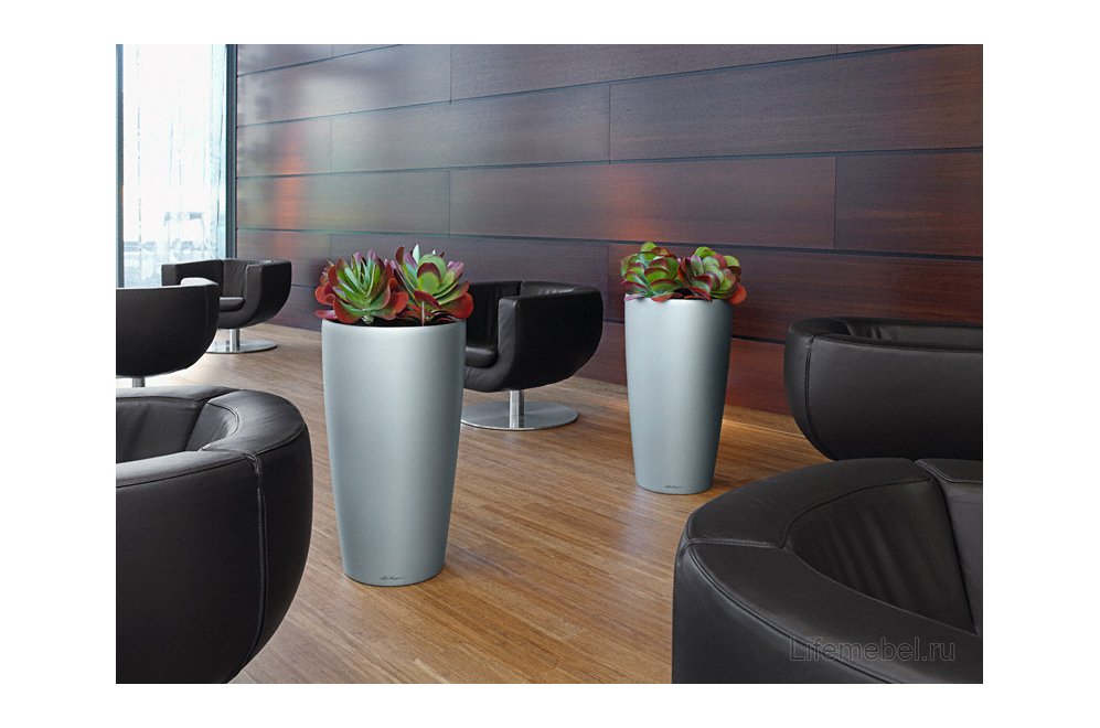 Кашпо Lechuza 15748 RONDO 40 Серебристый металлик