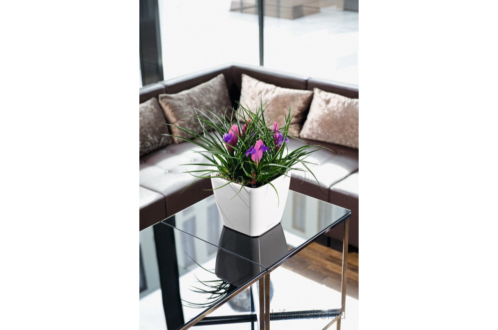 Кашпо Lechuza 16125 QUADRO LS 21 серо-коричневый блестящий