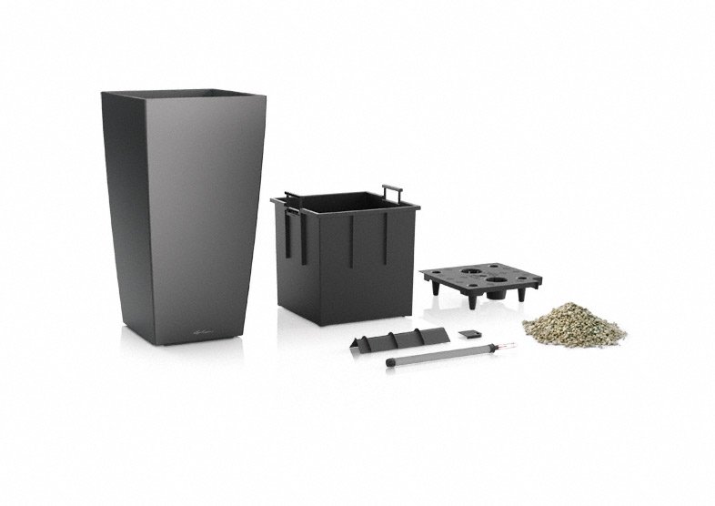 Кашпо Lechuza 18469 CUBICO 22 Черный блестящий