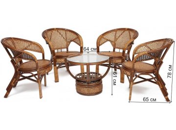 Кофейный комплект из ротанга Pelangi 02/15 из ротанга