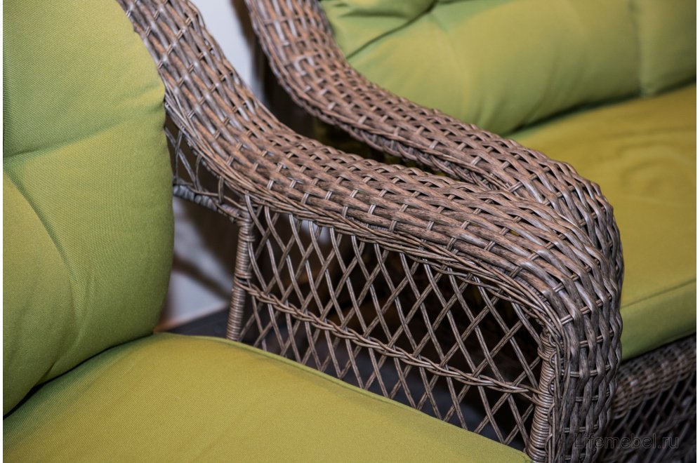 Комплект для отдыха из ротанга 2+1+1 LV520BG Brown/Green