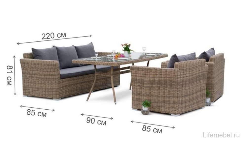 Комплект для отдыха из ротанга Бурфи соломенный