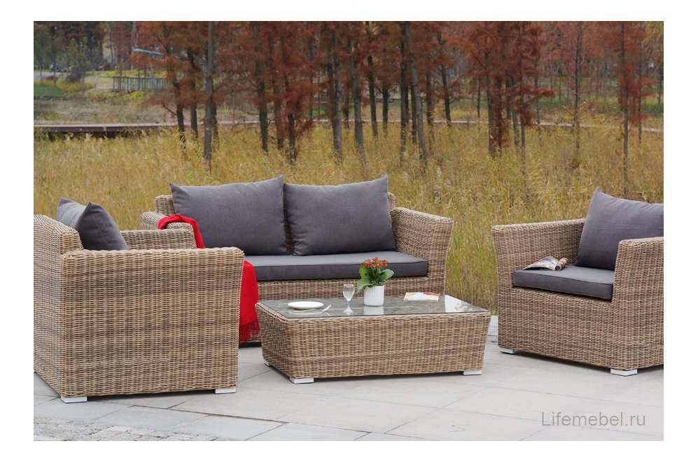 Комплект для отдыха из ротанга Пакора Сингл соломенный