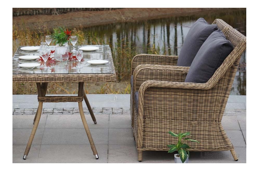Обеденный комплект (для отдыха) из ротанга Дживан соломенный