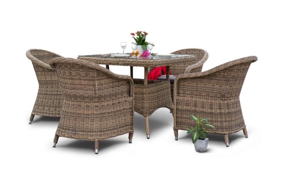 Обеденный комплект из ротанга Трифала соломенный