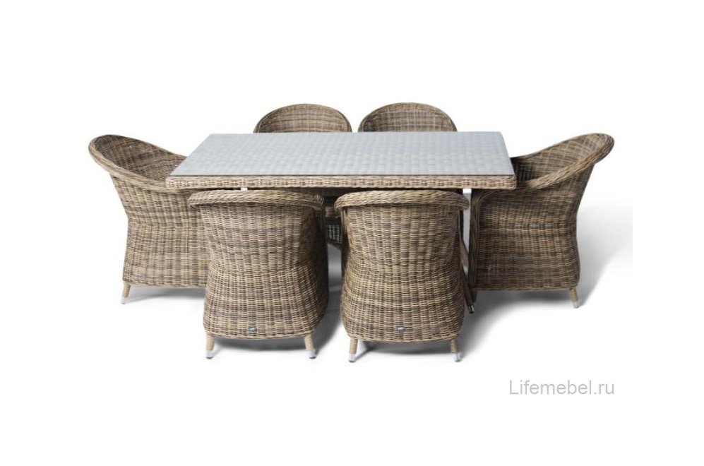 Обеденный комплект из ротанга Тулси соломенный