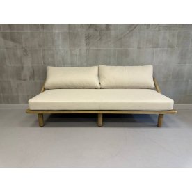 Диван деревянный трехместный с подушками Denmark натуральный / льняной бежевый