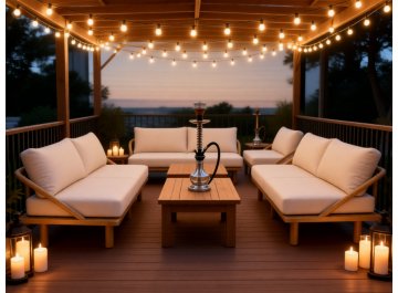 Диван деревянный трехместный с подушками Denmark натуральный / льняной бежевый